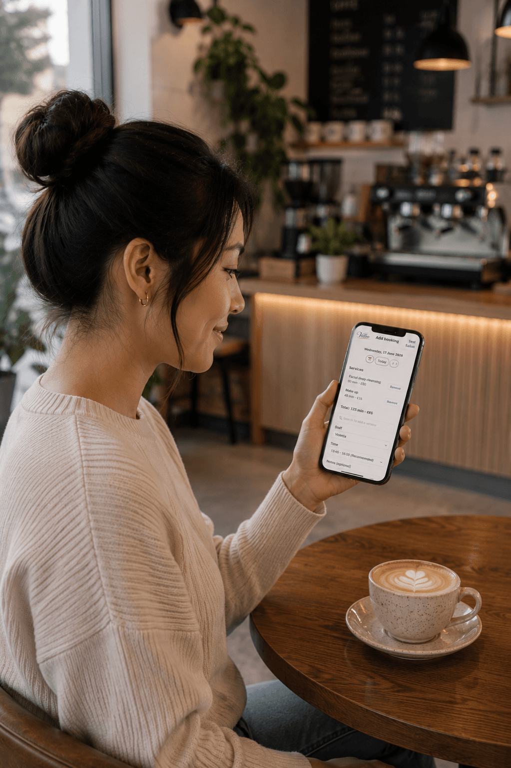 Client booking multiple salon services in the Velleo app
